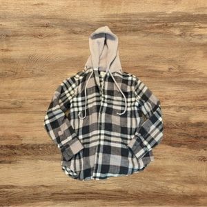 Nwt American Eagle Flannel With Fuzzy Hood
